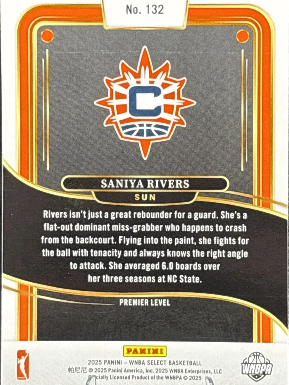 Panini Select Saniya Rivers Rookie Basketball Trading Card